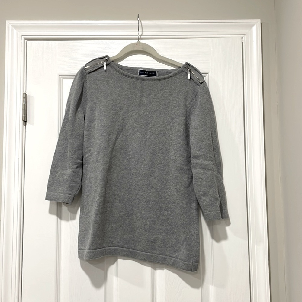 Grey Sweater Karen Scott Zipper Details